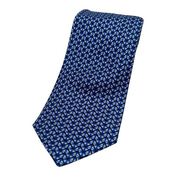 Cesare Casadonte Other - Cesare Casadonte Zegna Italy‎ Blue Geometric 100% Silk Tie